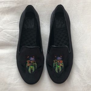 Tory Burch bug velvet loafers